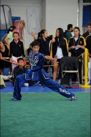 Chang is kung fu fighting with kicks as fast as lighting