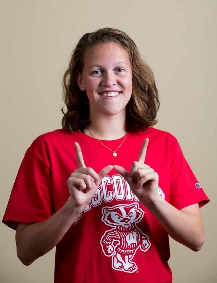 Olympic Trials qualifier senior Hannah Lindsey will join the University of Wisconsin Class of 2020. Lindsey proudly displays her Badger pride.