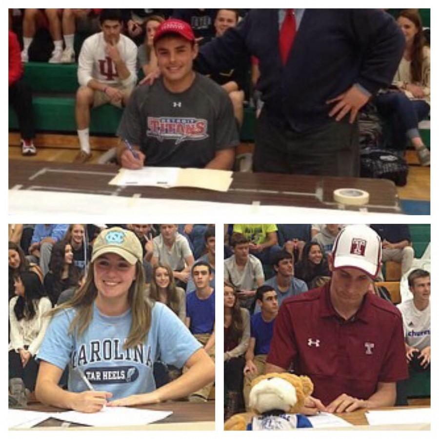 Current College athletes (Daniel Dibono, David Fitzgerald and Kali Becker) signed their binding commitments to play in college.