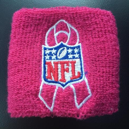 Breast cancer awareness accessories, like this wristband, cannot be worn outside of the designated Breast Cancer Awareness month of October. 
