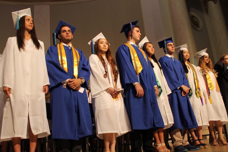 The Class of 2016 SGA Officers during graduation. In the past, boys have worn blue and girl have worn white. This year, everyone will be wearing blue. 
