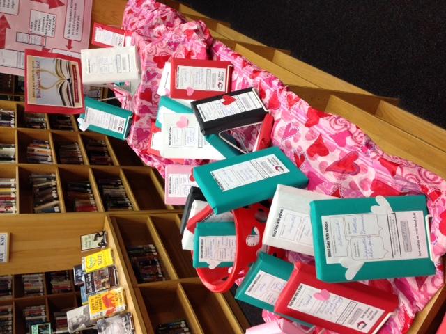 The display set up in the Media Center for Blind Date with a Book.