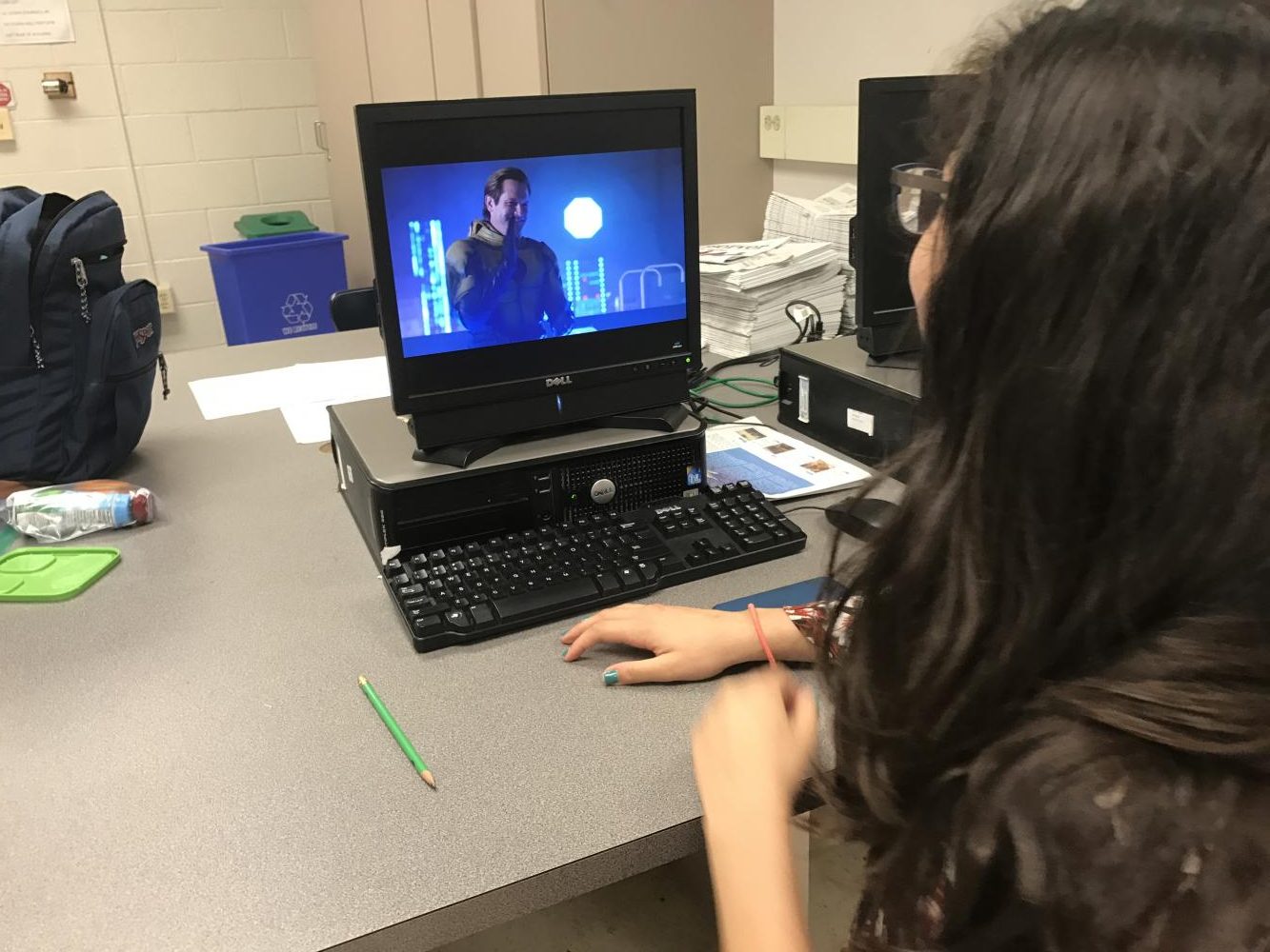 This student is pictured watching  DC’s “Legends of Tomorrow.”