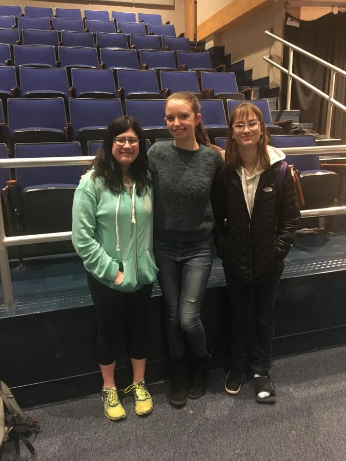 Caitlyn Jennings, Maya Simon, and Kiley Greiner (the officers of the new THRIVE club) after the clubs first meditation, held by sponsor Makeyda Soriano.
