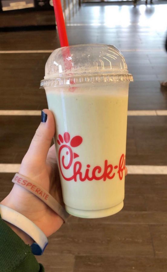 Chick-Fil-A features a new frosted key lime pie milkshake for the spring season. 
