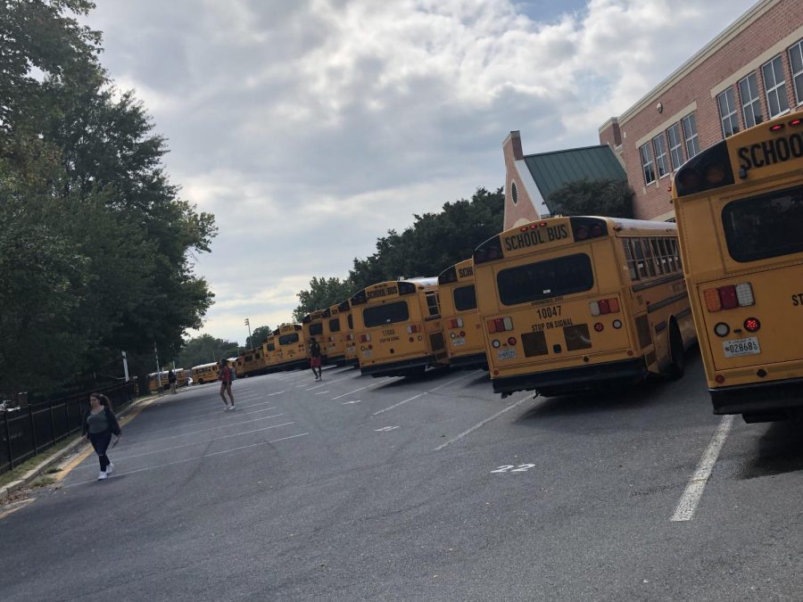 Traffic at WCHS during pickup and drop off is intensified by the amount of buses in the parking lot. 