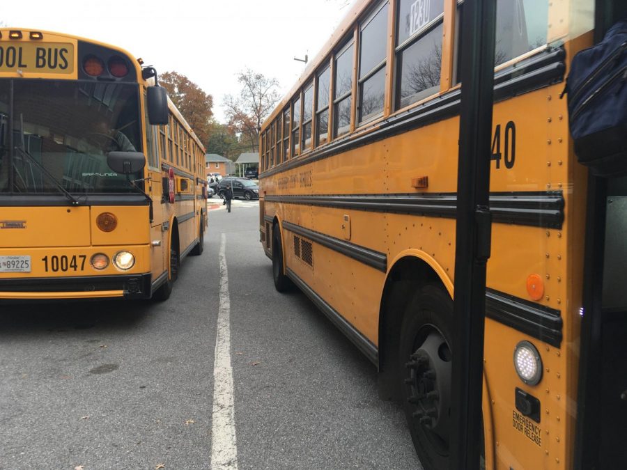 On any given morning, WCHS students come to school on buses. Buses would come later, if school start times are pushed back. 
