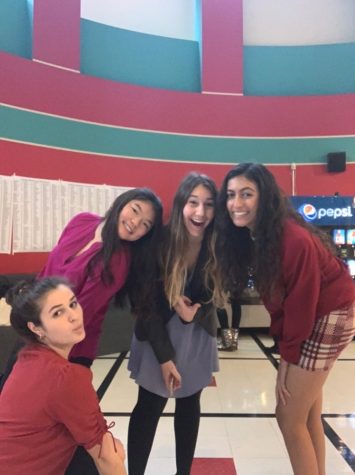 Two teams from WCHS’s DECA club pose for a self timed photo at this year’s Maryland statewide event held on Feb. 28th. Farah Baloghlanova (left), Claire Kim (left center), Olivia Meshanko (right center), and Maanika Gupta (right) all made the trip to Baltimore for the event.