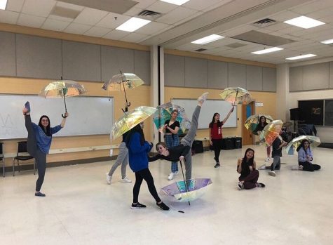 The dance ensemble for the Blast 31: Spectrum performance of Kacey Musgraves' Rainbow rehearse their dance choreographed by senior Michael Castelli and junior Sydney Rubin.