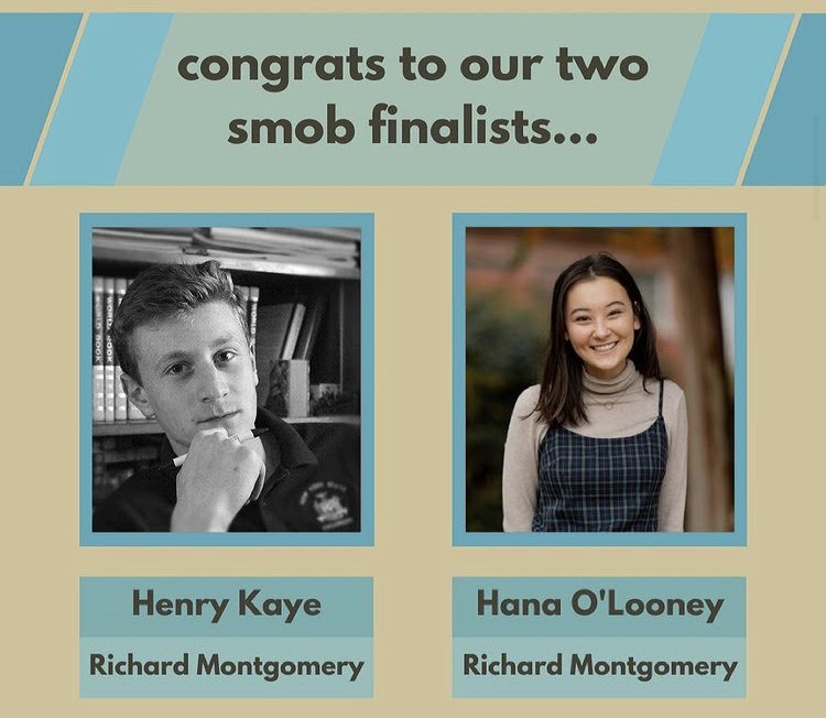 SMOB final candidates Henry Kaye and Hana O’Looney, both current juniors at Richard Montgomery high school, will face off in the SMOB general election in April. Current SMOB, Nick Asante, posted this infographic as a congratulations to the finalists who emerged from a field of ten. 
