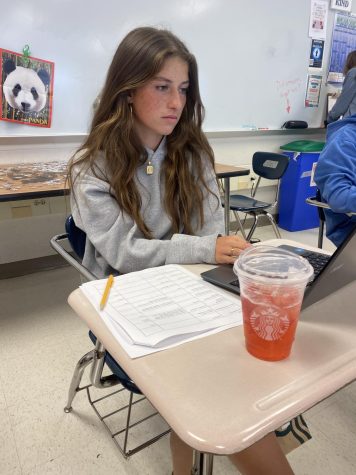 WCHS junior Emma Datch takes advantage of class time and catching up on assignments that she is behind on.
