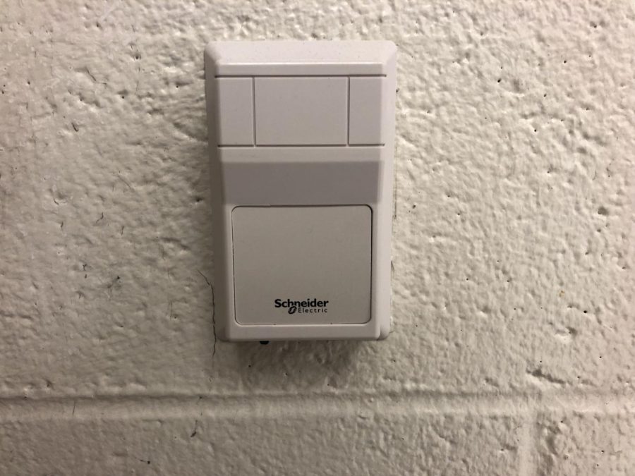 These recently-installed thermostat sensors allow WCHS teachers to warm or cool their classroom by two degrees.