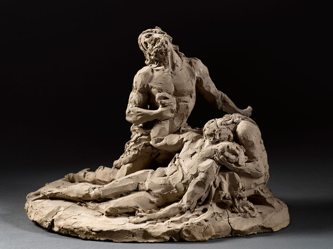 Antonio Canovas piece, Adam and Eve Mourning the Dead Abel, is shown in its beginning terracotta stages. The National Gallery of Art will be displaying Canovas sculpting process and practice pieces in the exhibition Canova: Sketching in Clay that will debut on June 11, 2023.