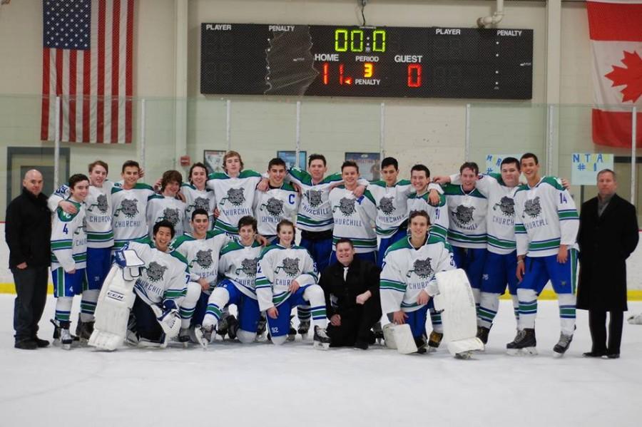 The Bulldogs stand proudly after their 11-0 win against the B-CC Barons on senior night Feb. 6. The team will play in the state semifinals Feb. 23. 