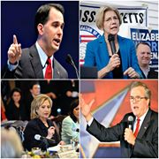 Jeb Bush, Hillary Clinton, Scott Walker and Elizabeth Warren.