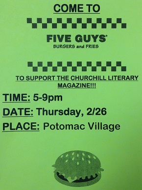 Literary Magazine Fundraiser at Five Guys