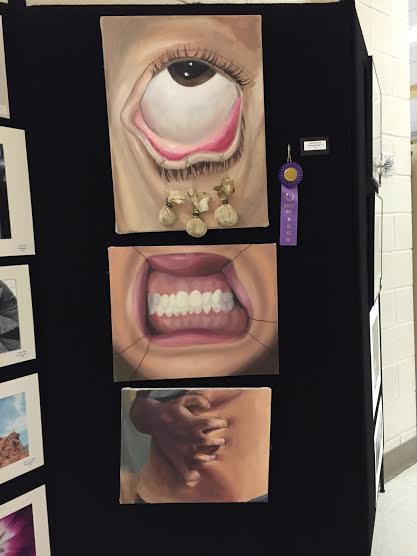 Senior Josie Scrivens painting of various parts of the body being stretched was awarded with the best artwork award.