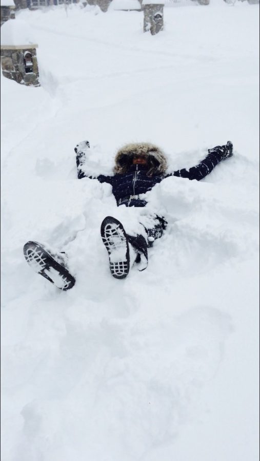 Sophomore Nina Aksentijevich enjoys the snow during January’s blizzard.