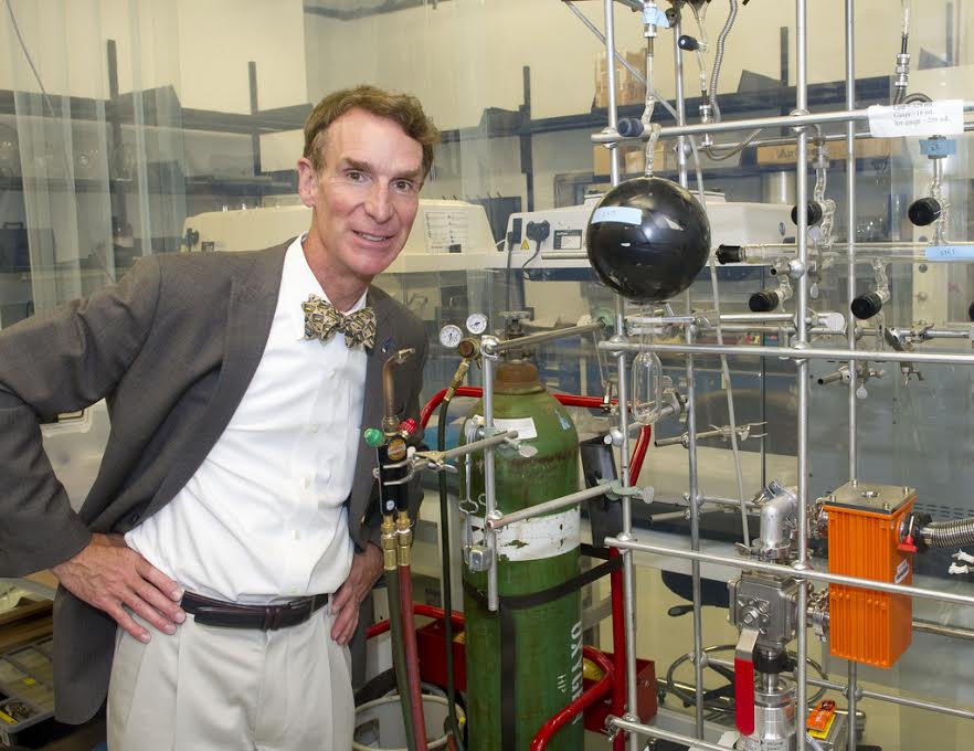 Bill Nye sports his trademark bowtie. 