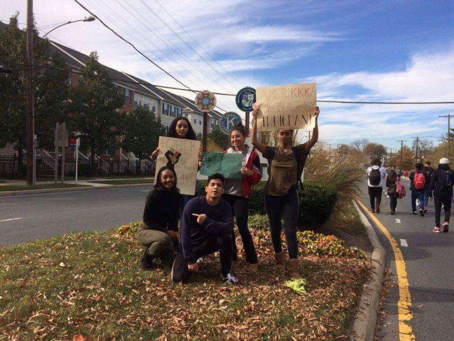 Students at Montgomery Blair High School during the walkout.