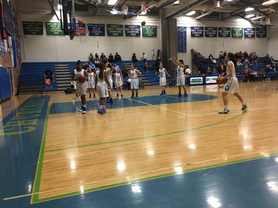 The varsity girls basketball team warms up before the second half of their home game against Wootton.
Head Coach Katelyn Blanken talks privately with each player to discuss the results of their tryout, whether or not she made the team.