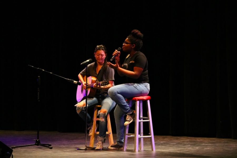 Juniors Calissa Park and Precious Melchizedek perform during CHS Got Talent Jan. 26. 