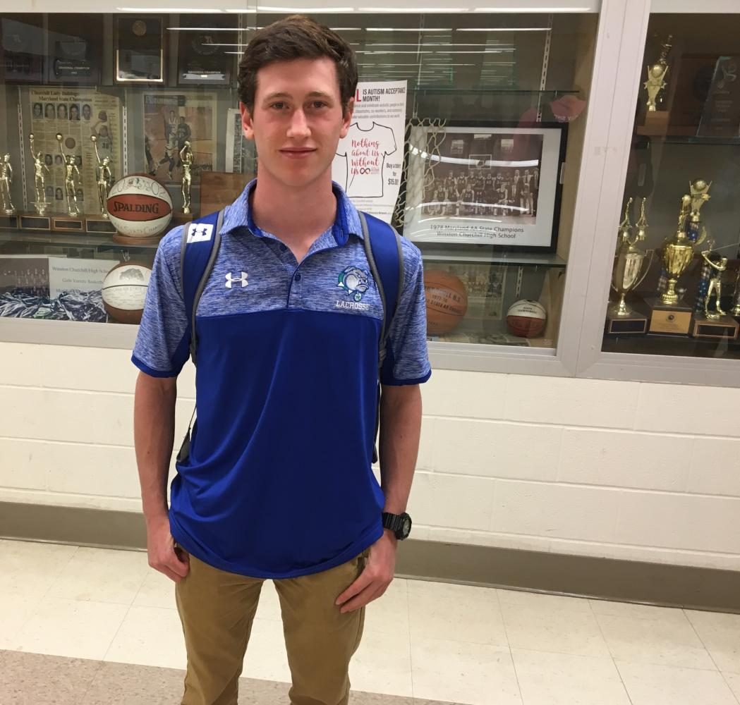 Sophomore Ian Rosenthal sports the new lacrosse apparel.