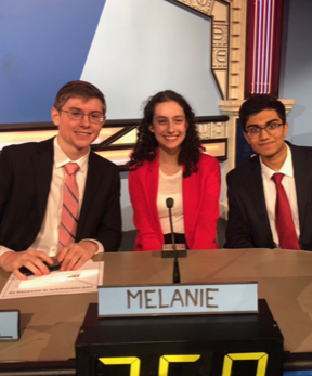 The three members of Churchill’s It’s Academic Team, after they won the first round of It’s Academic, competed against Watkins Mill High School and Sherwood High School.