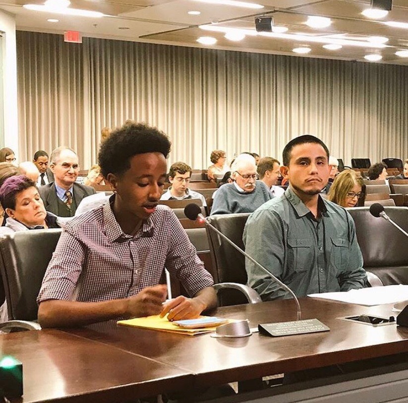 Nate Tinbite testifies in front of the Montgomery County Board of Education. The John F. Kennedy High School junior spoke in favor of an unbiased study.