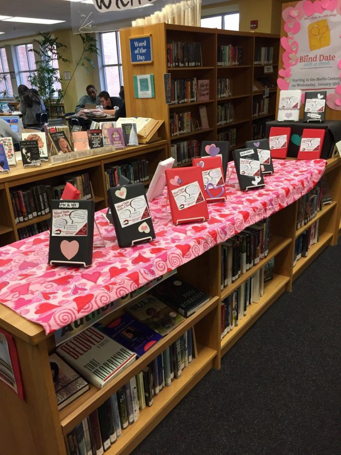 The WCHS media center puts on a blind date with a book display every year.