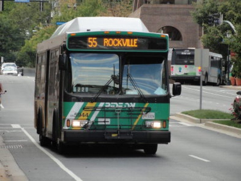 
Rideonbus drives in downtown Rockville.
