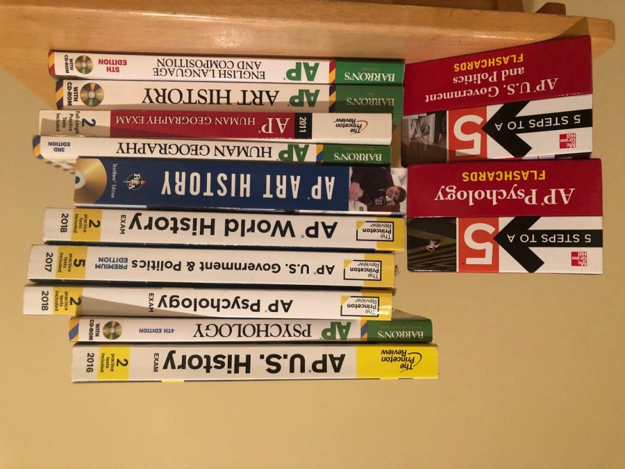 With AP exams coming up, students tend to stock up on review materials. AP classes provide students the opportunity to get college credits, but are often stressful and extremely challenging. 