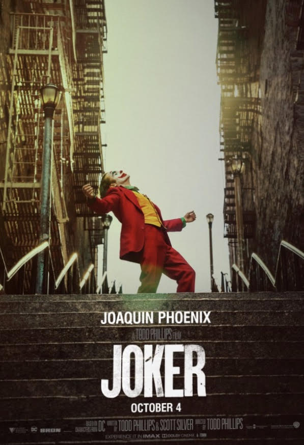 The movie cover for The Joker entices viewers to watch the film. 