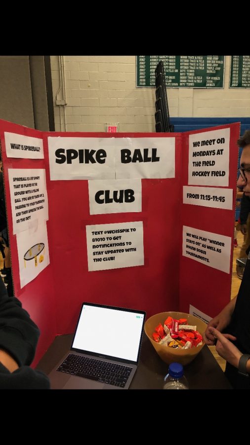 The poster for the new Spikeball Club that was displayed during Club Lunch at WCHS.