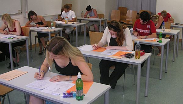 A group of students takes the "old" ACT--taking all 4 sections of the test in one sitting.