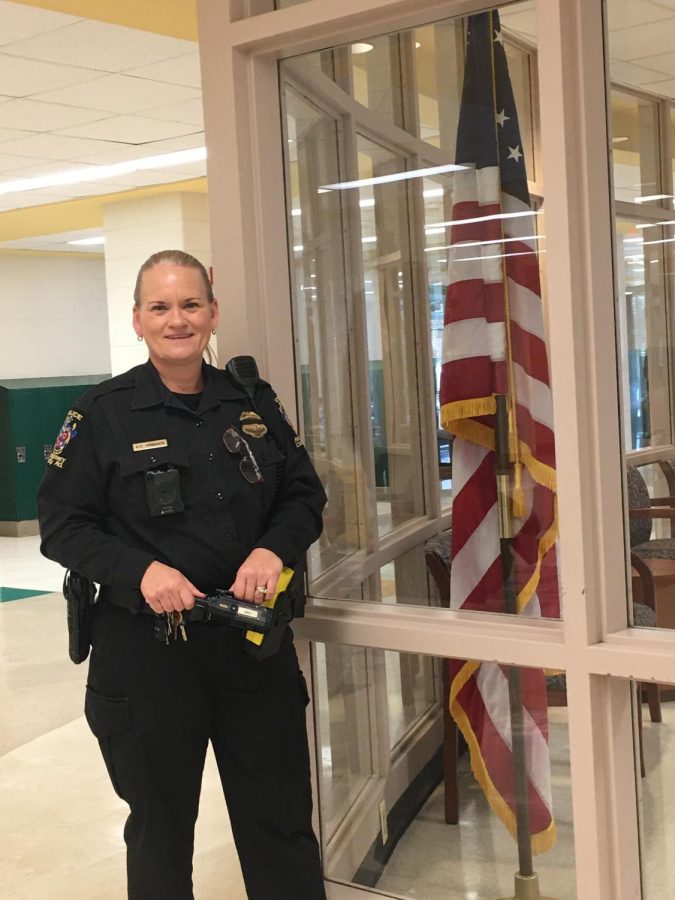Officer Amy Homrock is the school's SRO, which is part of a program that the police and school have to keep students safe
