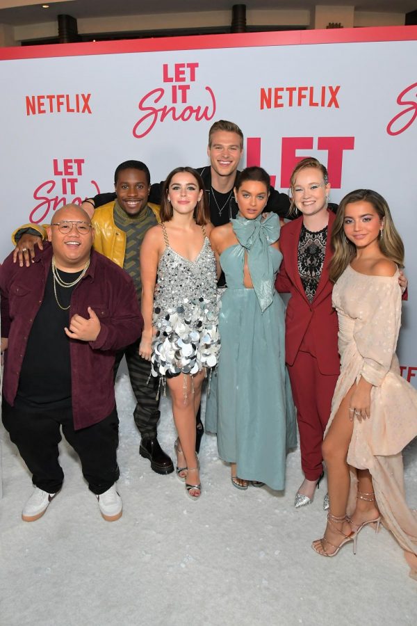 The cast of Netflix Original “Let it Snow” poses for a photo at the premiere. The movie is based on the book by authors John Green, Maureen Johnson, and Lauren Myracle