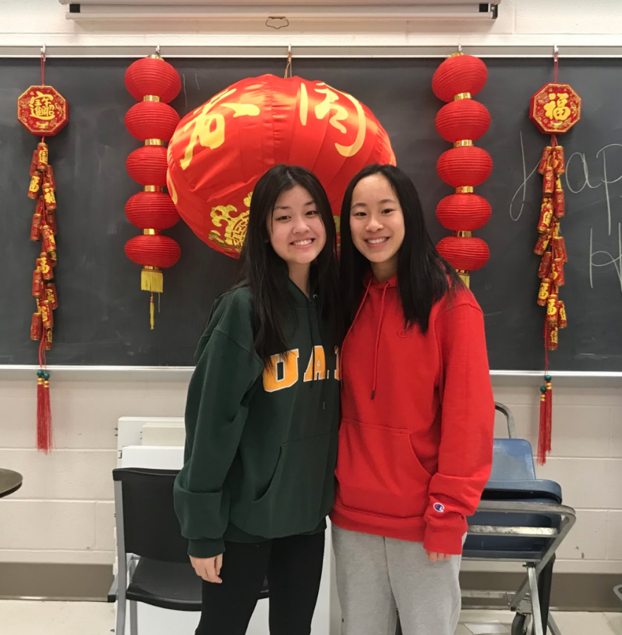 Sophomores+Jessica+Qiu+and+Serena+Shi+enjoy+attending+the+Lunar+New+Year+event+in+Room+126+on+Jan.+31%2C+2020.