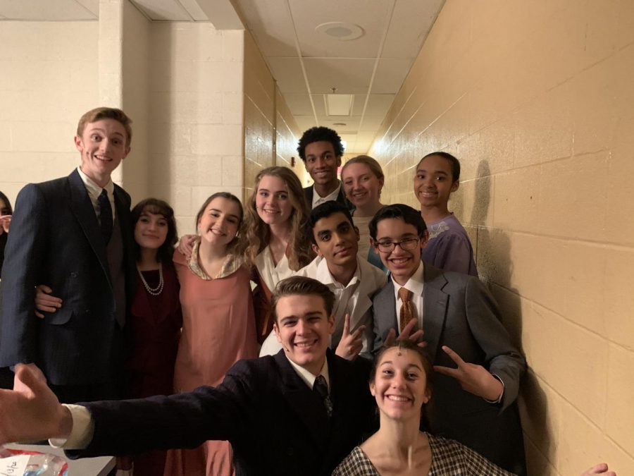 The cast of Radium Girls  celebrates after the opening night of the show.  The play debuted on Feb. 14 and was performed five times. 