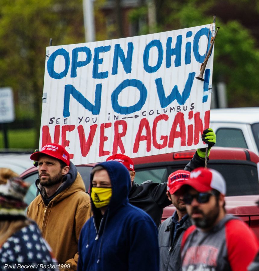 Protestors rally in Ohio, urging for the state to open up again, protesting the current stay at home order.