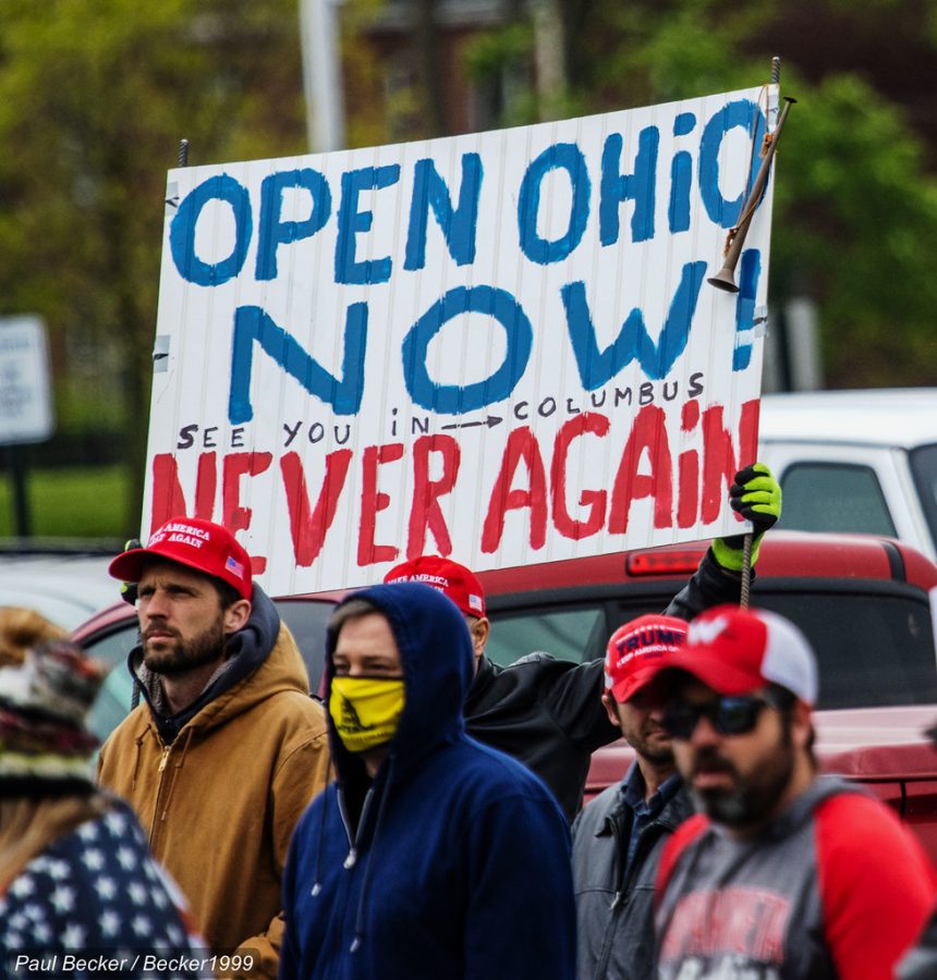 Protestors rally in Ohio, urging for the state to open up again, protesting the current stay at home order.