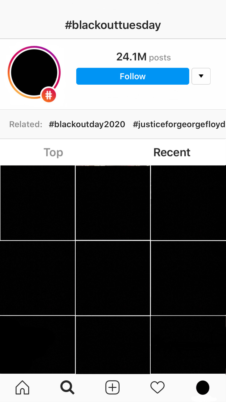 As of June 2020, there were over 24 million posts for the #blackouttuesday. However, posting a black square for the Black Lives Matter movement is unhelpful and should not be a trend.