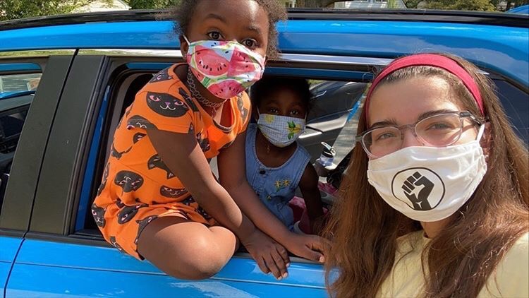 Carolina Noguera (far right) with her cousins Elena and Sonia Hupmann all wearing Solidarity Masks. For more information, go to their Instagram @solidarity.masks.