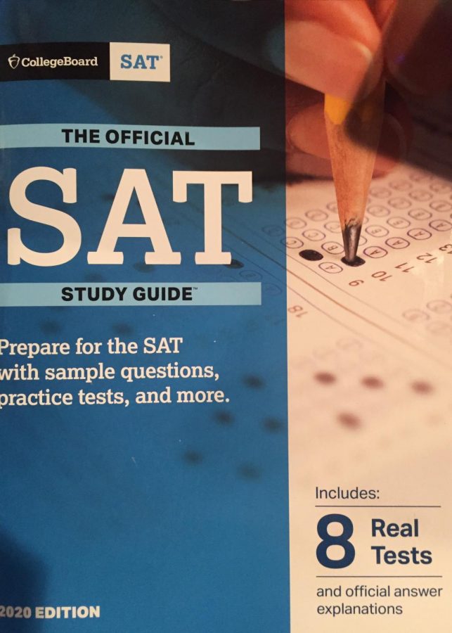 A copy of the official SAT study guide for 2020. Seniors in Montgomery County, Md. can take the test for free in November and December.