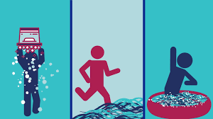 A graphic from CCAN’s plunge website displays the three suggested ways that plungers can participate at home or locally: doing an ice bucket challenge, running into a local body of water like a creek, or jumping into a kiddie pool or bath tub at home. 