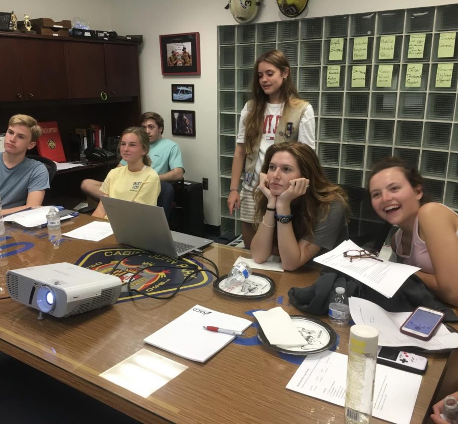 Maeve McGuire presents her Girl Scout award project to her peers in 2019. She was able to do this because of her high cookies sales, but some Scouts do not have this same opportunity due to a fall in finances during COVID-19. 