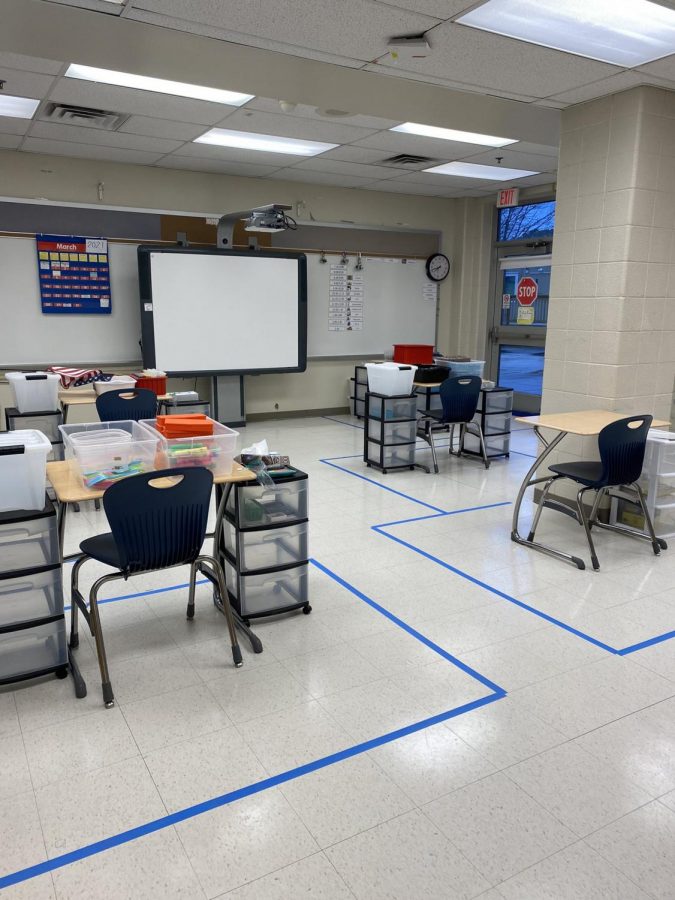 An empty classroom at WCHS is prepped for students to return. WCHS, like all Montgomery County Public Schools, has been closed since Mar. 13, 2020, but plans to start returning students in phases. 