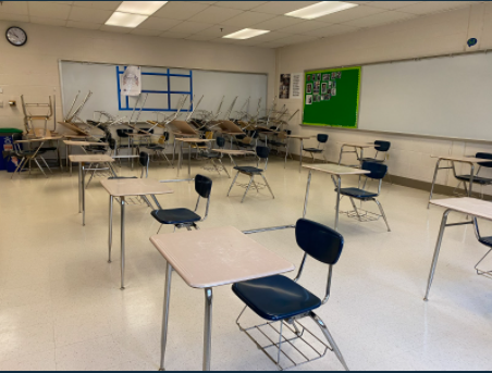 WCHS classrooms have been arranged to accommodate the CDC guidelines with desks 6 feet apart. With 12-15 desks per classroom, students who go back to school can feel safe. 
