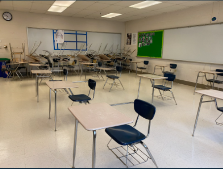 WCHS classrooms have been arranged to accommodate the CDC guidelines with desks 6 feet apart. With 12-15 desks per classroom, students who go back to school can feel safe.