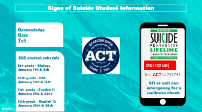 The counseling department made this one pager to easily show resources to use if you or someone you know is going through mental health issues.